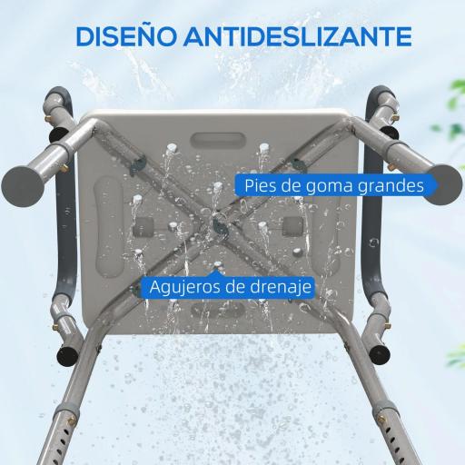 Taburete de ducha con Altura Ajustable para Personas Mayores o con Movilidad Reducida 52x45x69 cm Asiento Blanco y Gris [6]