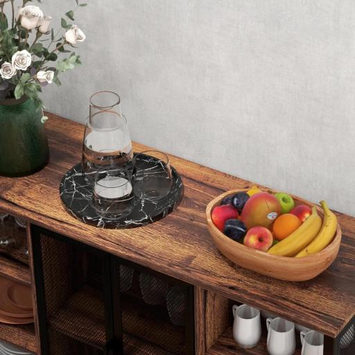 Aparador de Cocina con 6 Estantes Abiertos Porta Copas y Estante Ajustable para Bar Comedor 120x40x76 cm Marrón Rústico [3]