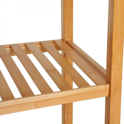 Estantería de Baño de Bambú Estantería de Almacenaje para Baño con 1 Puerta y 4 Estantes para Cocina Salón Dormitorio 33x36,5x140 cm Natural [4]