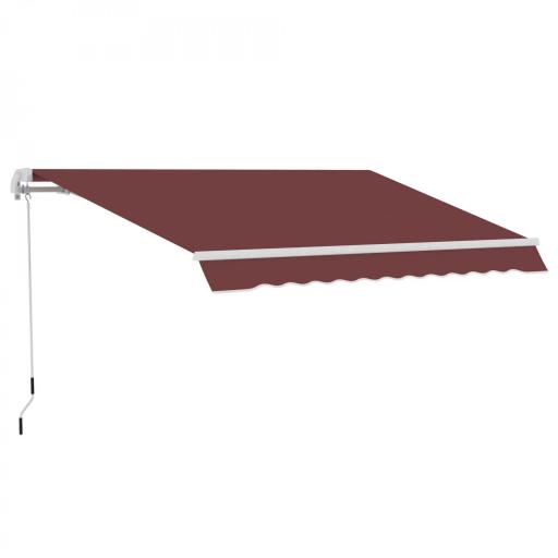 Toldo Retráctil Manual 3,5x2,5 m con Ángulo Ajustable Manivela Estructura de Aluminio y Protección UPF30+ Rojo Vino [9]