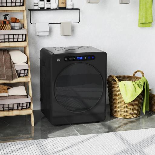 Secadora de Evacuación 5 KG 1000W Función Antiarrugas Función Esterilizar Temporizador Pantalla LED Táctil Negro [2]