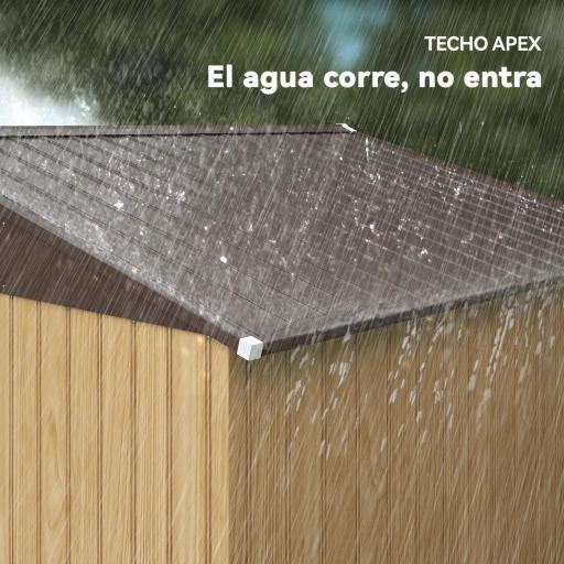 Cobertizo de Jardín Exterior 4,9 m² 277x195x192 cm con Puerta Corredera Ventilación y Kit de Fundación Marrón [5]