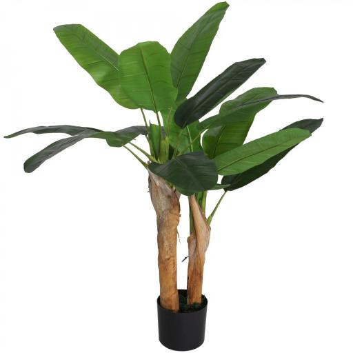 Planta Artificial Bananera de 120 cm con Maceta y 15 Hojas Realistas Planta Tropical Sintética para Decoración Interior [8]