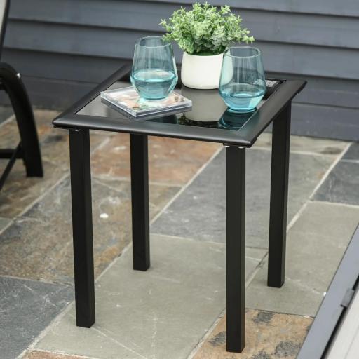 Set de 2 Tumbonas Jardín Exterior con Mesa Auxiliar de Vidrio Templado Tumbonas con Reposabrazos para Patio Terraza Gris [9]