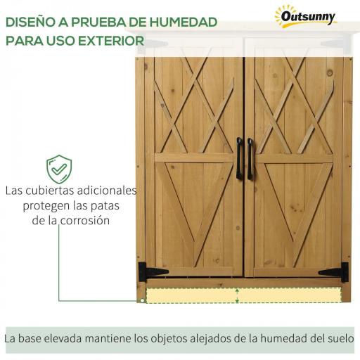 Armario de Jardín 0,24 m² 75x40x90 cm con 4 Estantes y Techo de Galvanizado para Almacenamiento de Herramientas Natural [3]