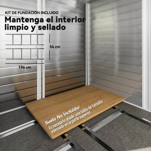 Cobertizo de Jardín Exterior 4,4 m² 240x206x198 cm con Base Puerta Corredera y Cerradura Armario para Jardín Teca [5]