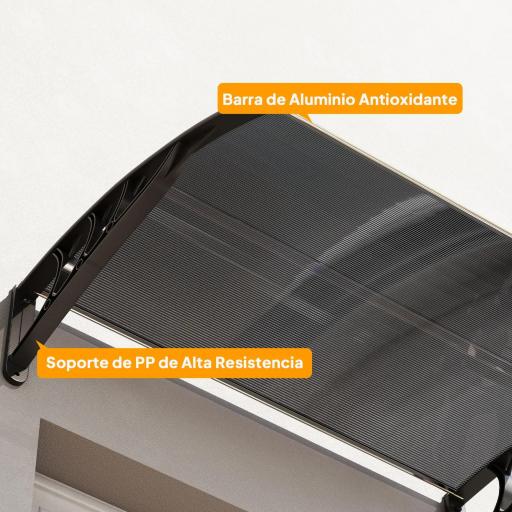 Marquesina de Protección contra Sol y Lluvia 100x75x23 cm con Cubierta de Policarbonato para Puertas y Ventanas Negro [4]