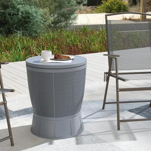 Mesa Nevera para Exterior 41 L 3 en 1 Cool Bar Mesa Auxiliar con Altura Ajustable Cubo de Hielo Tapa Elevable Gris [7]