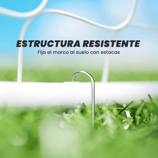 Portería de Fútbol con Soporte de Metal y Red para Entrenamiento de Fútbol en Jardín Aire Libre 186x62x123 cm Blanco [2]