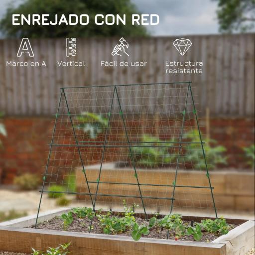 Soporte para Plantas Trepadoras de Jardín Triangular con Estructura de Acero para Frutas Verduras 180x100x180 cm Verde [2]