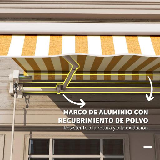 Toldo de Pared con Brazo Articulado y Manivela Marco Resistente de Aluminio y Cubierta de Poliéster 295x245 cm Naranja [3]