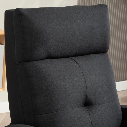 Sillón Relax Reclinable Manual hasta 155º Apertura Push con Reposapiés Respaldo Alto Acolchado Grueso Negro [7]