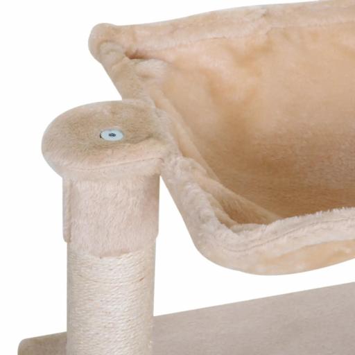 Árbol Rascador para Gatos Centro de Actividad Plataforma Caseta Postes de Sisal Hamaca Bola 50x36x70 cm Beige [4]