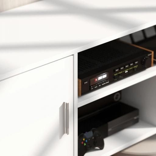 Mueble de TV para Televisores de hasta 60" Mesa para TV de Salón Comedor Moderna con Armario y 3 Compartimentos 120x40x55 cm Blanco [3]