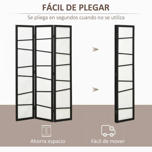 Biombo de 3 Paneles Divisor de Habitación Plegable 120x170 cm Separador de Ambientes para Oficina Salón Negro y Blanco [3]
