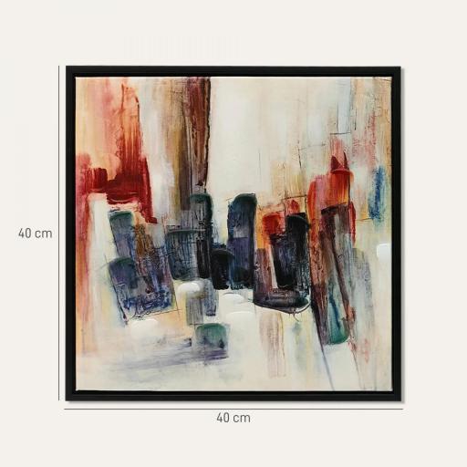 Cuadros en Lienzo Abstractos a Mano 40x40 cm 2 Piezas Cuadros de Arte de Pared Enmarcados Textura Rica Multicolor [1]