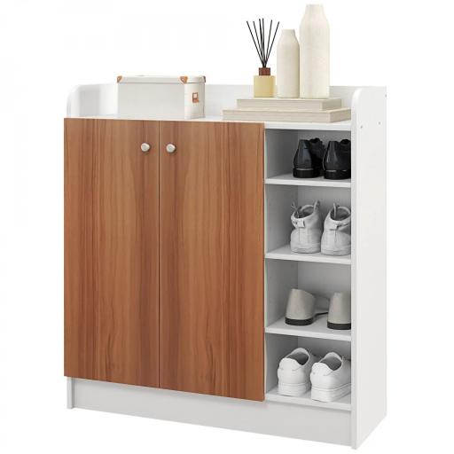 Armario Zapatero Moderno con 2 Puertas Estantes Ajustables para 12 Pares de Zapatos para Pasillo 83x30x90 cm Natural [9]