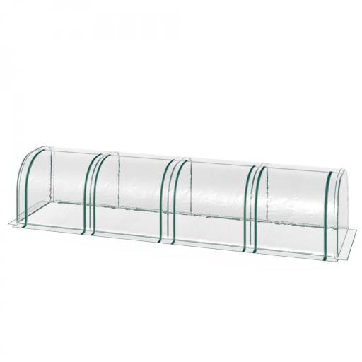 Invernadero para Jardín Terraza 395x100x80 cm para Cultivo de Plantas Tipo Túnel Marco Acero y PVC Transparente y Verde [9]