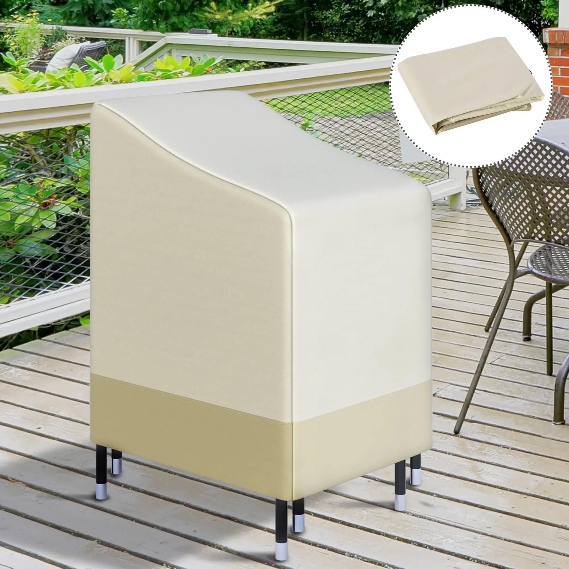Funda para Sillas Apilables 90x70x115 cm Impermeable de Tela Oxford 600D Anti-UV Beige y Café
