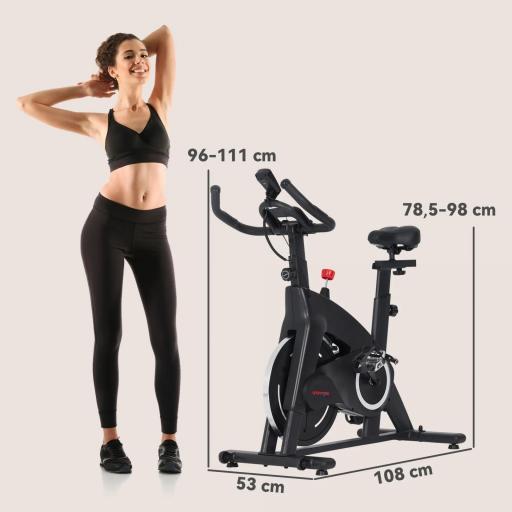Bicicleta Estática de Interior con Volante de Inercia de 15 kg Monitor LED con Pulsómetro Manillar y Asiento Ajustables [1]