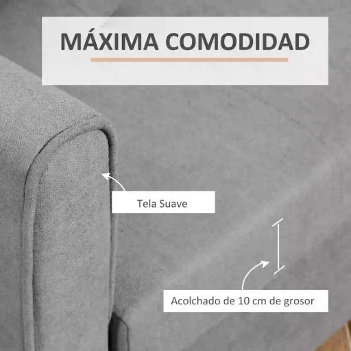 Sofá Cama de 2 Plazas Sofá Cama Tapizado en Poli Algodón con 2 Cojines Desmontables y Espacio de Almacenamiento Sofá Doble para Salón Oficina 152x101x81 cm Gris [6]
