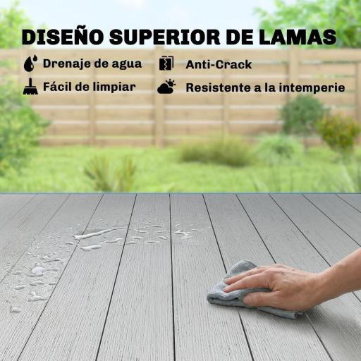 Mesa de Comedor de Jardín para 6 Personas con Superficie de Listones Estructura de Acero 140x90x74 cm Gris [3]