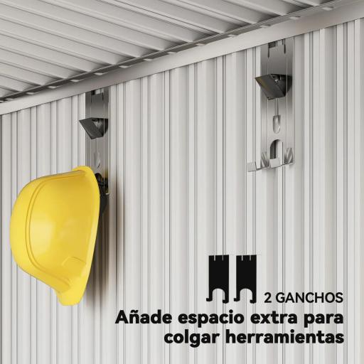 Caseta de Jardín Metálica con Puerta Corredera Ventanas y Ventilación para Almacenaje Exterior 195x122x159/182 cm Gris [7]