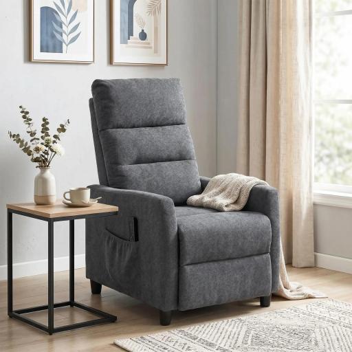 Sillón de Masaje Reclinable con Reposapiés 2 Zonas de Masaje Respaldo Alto Bolsillos Tapizado en Chenilla Gris [2]