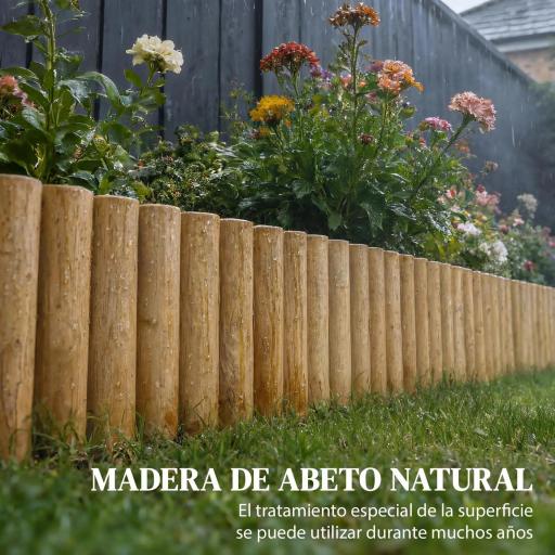 Valla de Jardín de Madera Panel Decorativo Resistente y Fácil de Instalar para Patio Césped Camino 176x38 cm Natural [3]