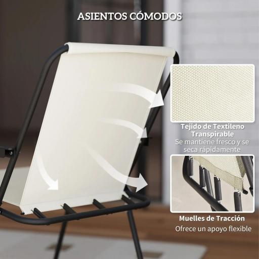 Conjunto de Muebles de Jardín de 6 Piezas con Mesa Redonda Sillas Plegables y Sombrilla para Patio y Terraza Crema [5]