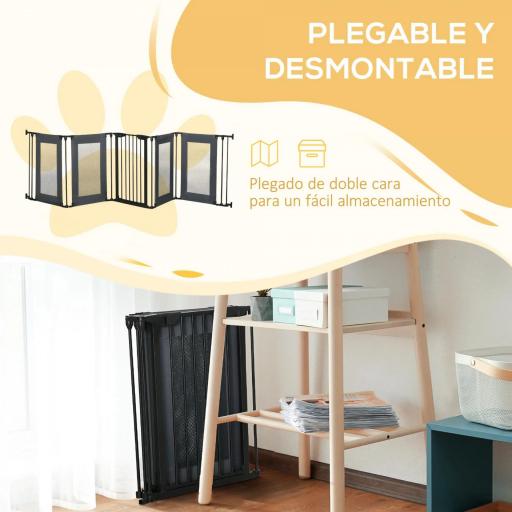 Parque Plegable para Perros de 6 Paneles Convertible en Barrera de Seguridad para Mascotas 117x103x74 cm Negro [3]
