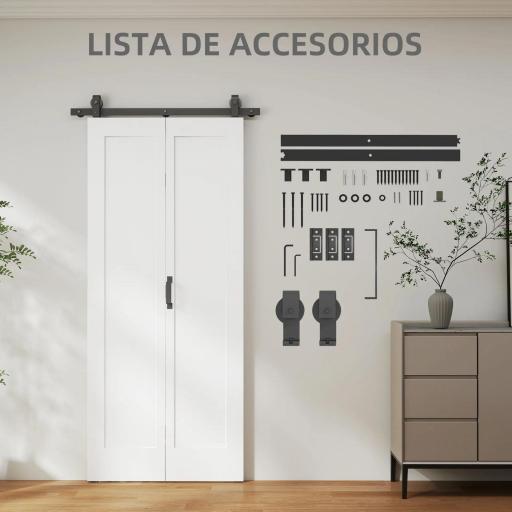 Puerta Plegable Corredera con Herrajes Acabado Personalizable Tirador Fácil Montaje 90x210 cm Blanco [6]