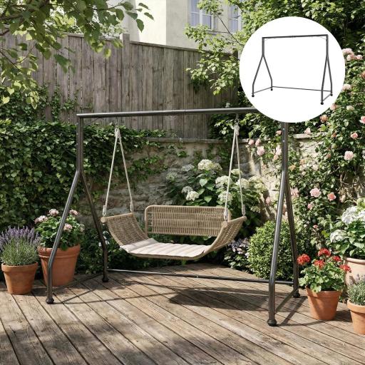 Soporte para Columpio de Acero Estructura de Columpio de 2 y 3 Asientos Carga 360 kg 210x117x175 cm Negro [6]