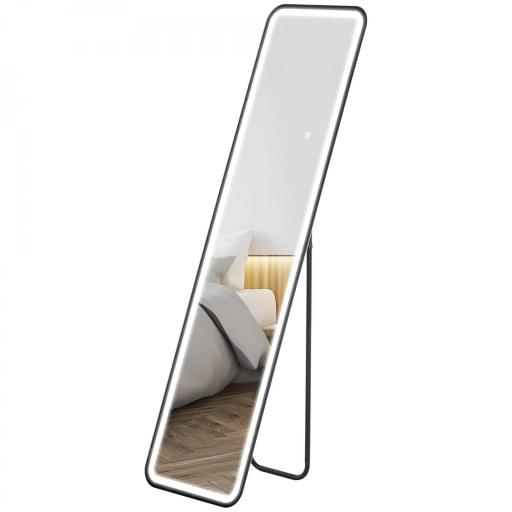 Espejo de Cuerpo Entero con Luz LED 150x40 cm con Iluminación de 3 Colores Función de Memoria y Táctil Inteligente Negro [10]