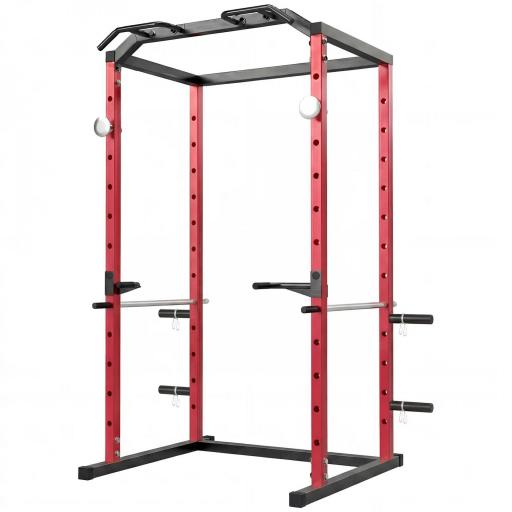 Jaula de Potencia Rack de Sentadillas con Barra Dominadas Estación de Fondos Ajustable para Casa Gimnasio Carga 460 kg [8]