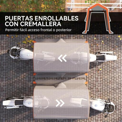 Carpa Garaje Portátil 2,4x1,8 m para Coche Impermeable con Puerta Enrollable con Cremallera Ventanas UPF30+ Gris Claro [5]