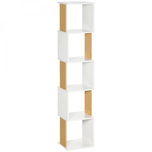 Estantería Librería en Forma S Estantería para Libros con 5 Estantes para Salón Oficina 33x28x161 cm Blanco [8]