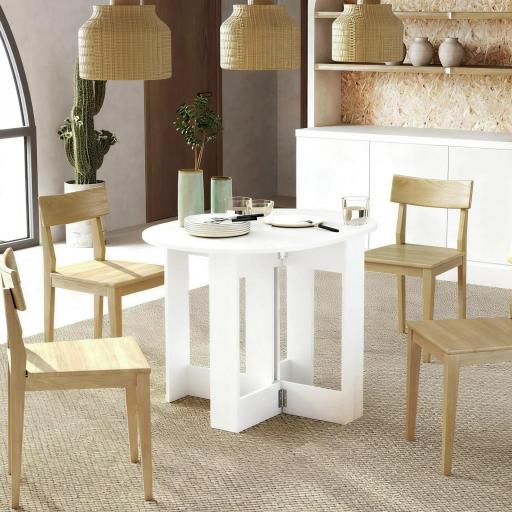 Mesa Plegable de Comedor Mesa de Cocina Plegable con 2 Alas Abatibles Mesa Plegable para 2-4 Personas 104x76x73,7 cm Blanco