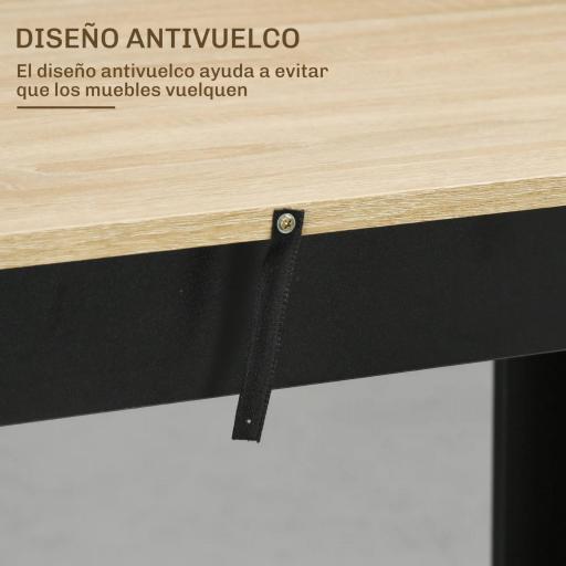 Mesa Alta de Bar Mesa de Cocina con 3 Estantes Marco de Madera Estilo Moderno 112x57x106 cm Negro y Natural [9]