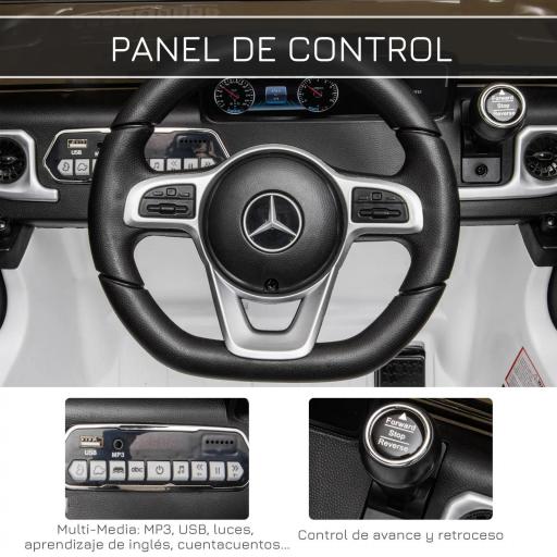 Coche Eléctrico para Niños de Batería 12 V BENZ G500 con Control Remoto Música Bocina 3-5 km/h Carga 30 kg Blanco [4]