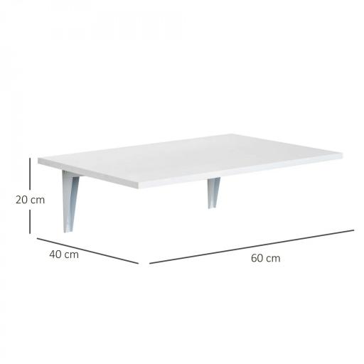Mesa Plegable de Pared Mesa Abatible de Pared de Madera Ahorra Espacio para Cocina Comedor Dormitorio 60x40x20 cm Blanco [1]