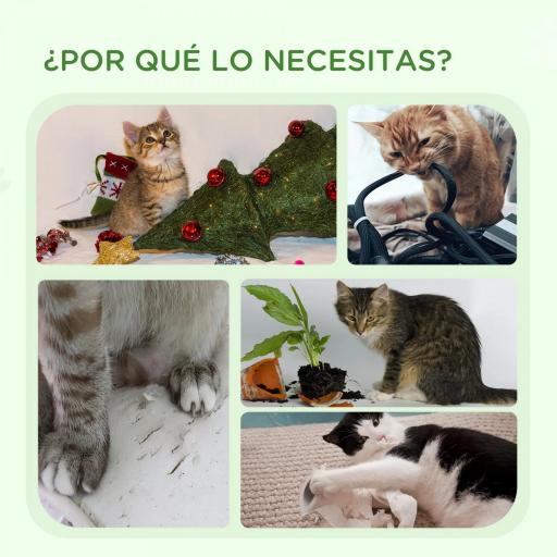 Árbol Rascador para Gatos Pequeños Altura 42 cm con Nido Bolas Colgantes y Postes de Sisal 48x38x42 cm Blanco [4]