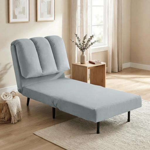 Sillón Cama Individual 3 en 1 Sofá Cama Plegable con Respaldo Ajustable y Cojín Grueso para Salón 72x88x87 cm Gris [0]