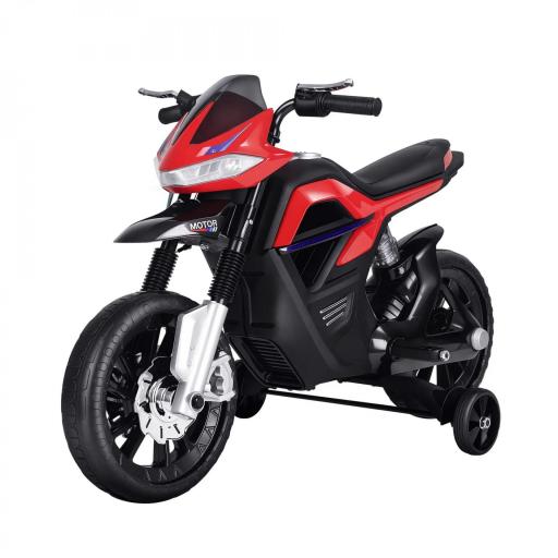 Moto Eléctrica Infantil Moto de Juguete Niños +3 Años Batería 6V con Luces y Música 105x52,3x62,3cm Rojo [9]
