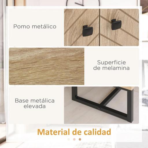 Aparador de Cocina Armario Buffet con 2 Puertas y Estantes Estilo Moderno 80x29,5x80 cm Madera Natural [4]