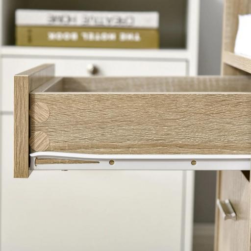 Armario para Impresora con 3 Compartimentos 2 Cajones para Archivos Estante Ajustable Ruedas 80x40x72 cm Roble [6]