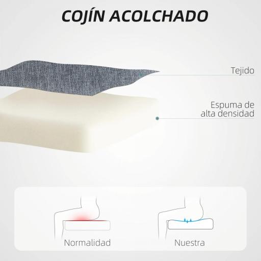 Silla de Oficina con Ruedas Altura Ajustable y Tapizado en Lino Sintético para Oficina o Estudio 53x43x85-93 cm Gris [2]