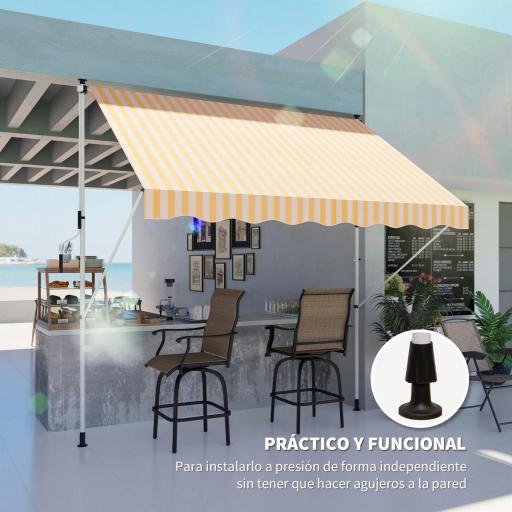 Toldo Manual Retráctil 300x150x170-280 cm con Altura Ajustable Manivela y Protección Solar para Terraza Naranja [7]