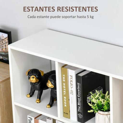 Estantería Librería con 8 Compartimentos Estantería de Exposición Moderno para Sala de Estar 97,5x30x100 cm Blanco [3]