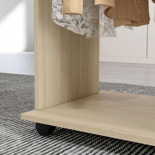 Armario para Ropa con Barra Estantes Abiertos Organizador para Colgar Ropa de Dormitorio 120x40x128 cm Natural [3]